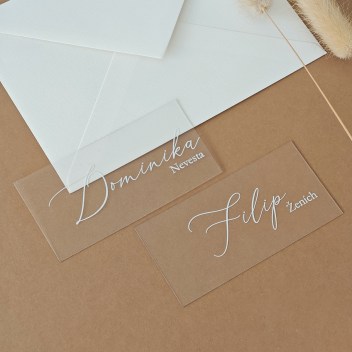 ideatree, svadba, oslava, menovka, svadobné menovky, transparentné menovky, nové mesto nad váhom